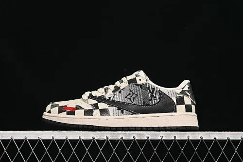 All categories Air Jordan Jordan series basketball shoes Air Jordan 1 Low High-end customized low-top sneakers Travis Scott x Fragment Design x Air Jordan 1 Low OG SP AJ1 Joe 1 LV joint black and white checkered denim low-top cultural casual sneakers LD2028-047